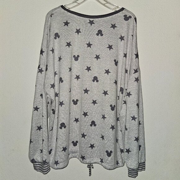 Disney Mickey Mouse 2-Pc Pajamas Lounge Set Top Pants Gray Stars Womens XXL READ - Picture 5 of 16